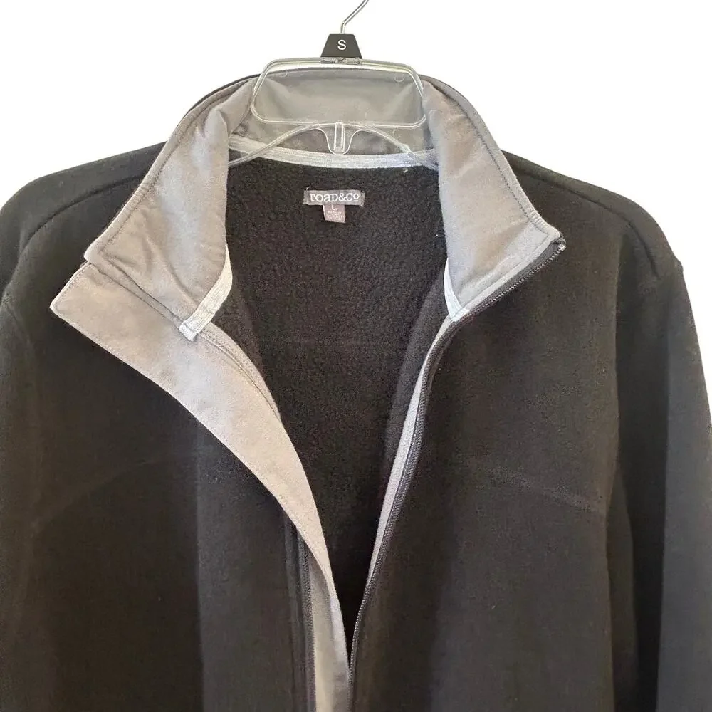 Toad&Co Men’s Large Full Zip Sweater Fleece Jacket Black Gray Heavyweight Casual
